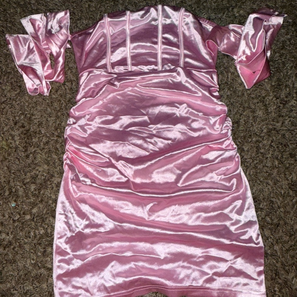 Elegant Pink Satin Mini Dress